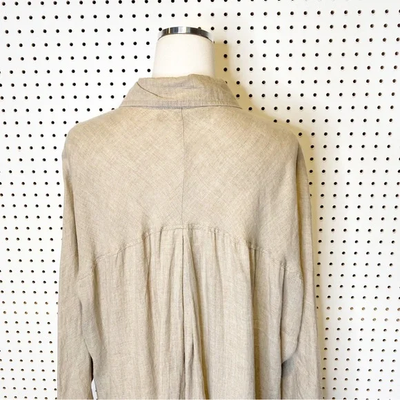 Flax Beige Button Down Shirt - Picture 5 of 9